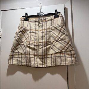 HYFVE Checkered Mini Skirt in Beige and Brown